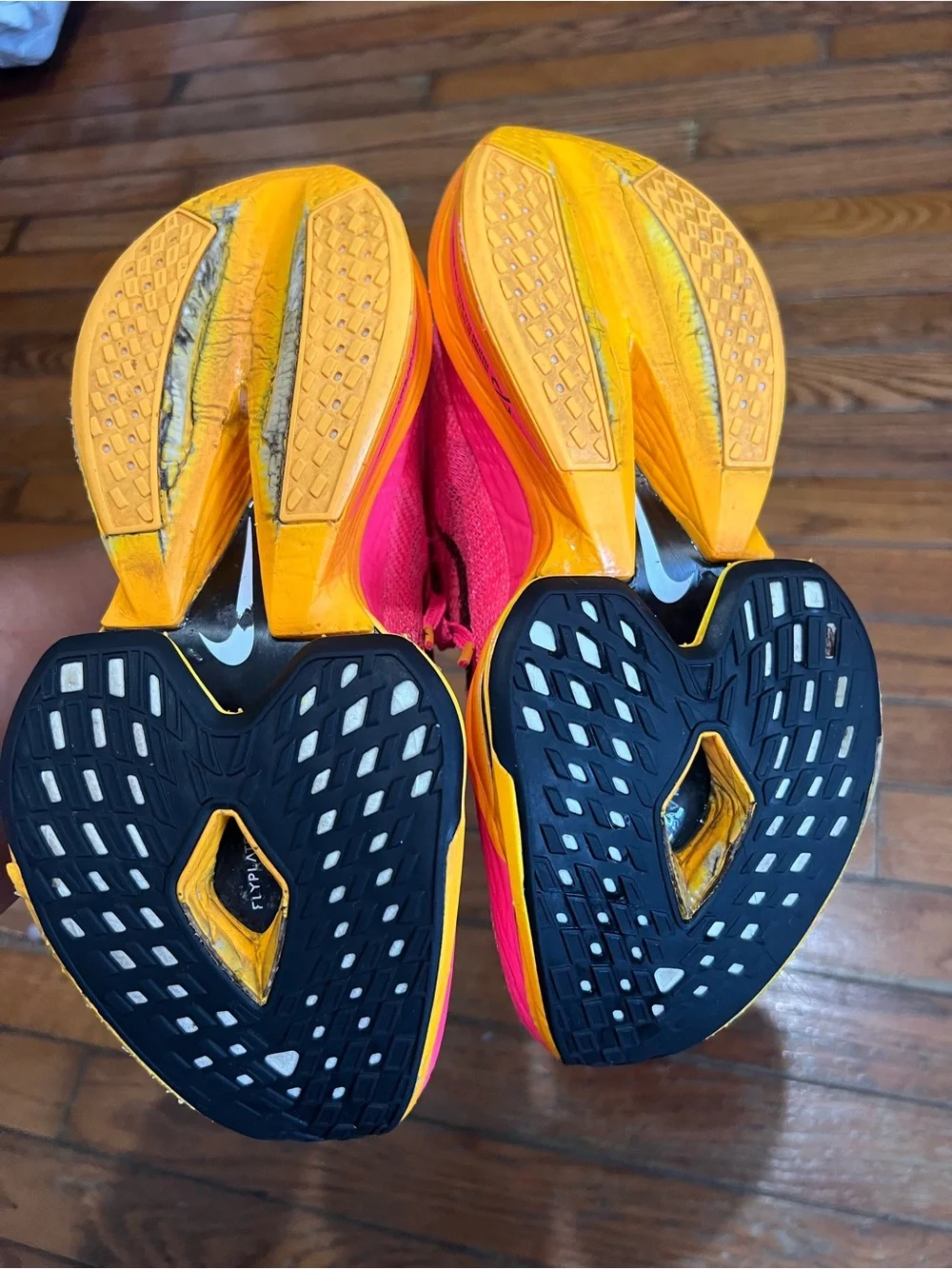 Nike Women's Hot Pink and Yellow ZoomX Running Shoes with Black Swoosh size w 9